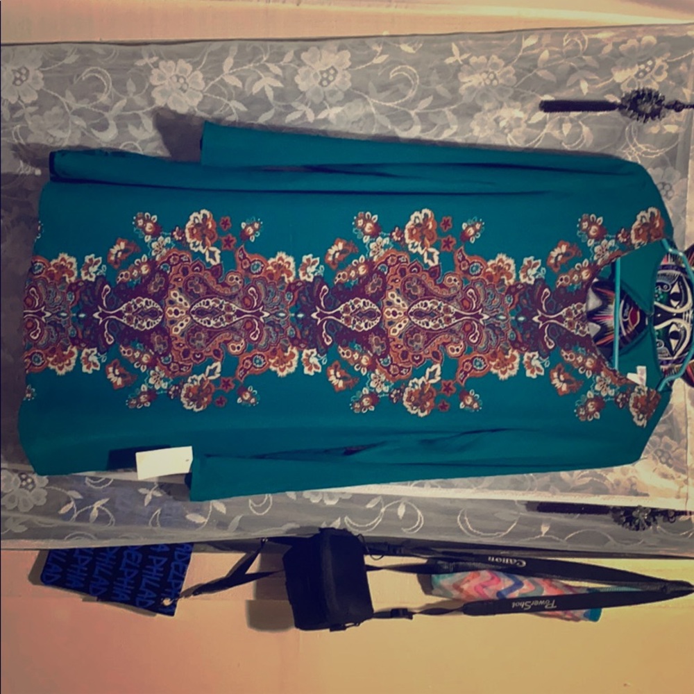 Teal long sleeve dress